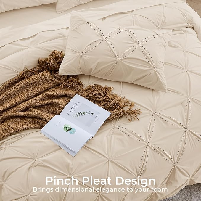 Sasttie California King Comforter Set, 7-Piece Bed in a Bag Cal King, Pintuck - Image 4