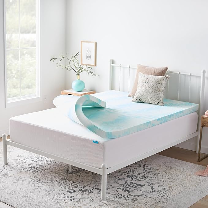 Linenspa 3 Inch Swirl Gel Memory Foam Mattress Topper, Full Size – Cooling Gel by Linenspa