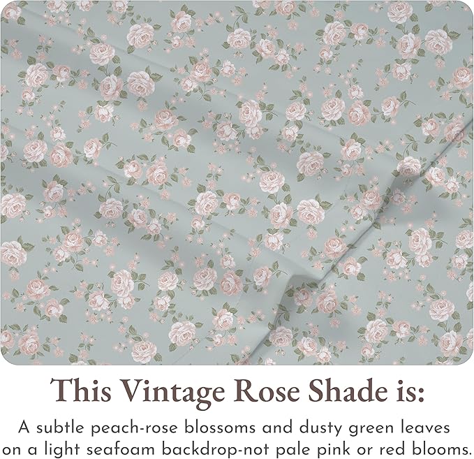California Design Den Rose Sheet Set Twin, 100% Cotton 12" Pocket Twin Sheets & - Image 4