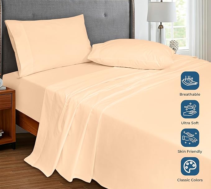 Royale Linens 100% Organic Cotton Queen Flat Sheet Only - Image 4