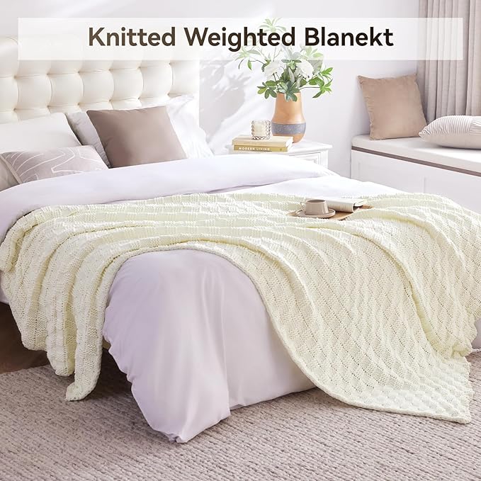 Knitted Weighted Blanket for Adult, No Beads Heavy Blanket 60” x 80'' 10lbs - Image 6
