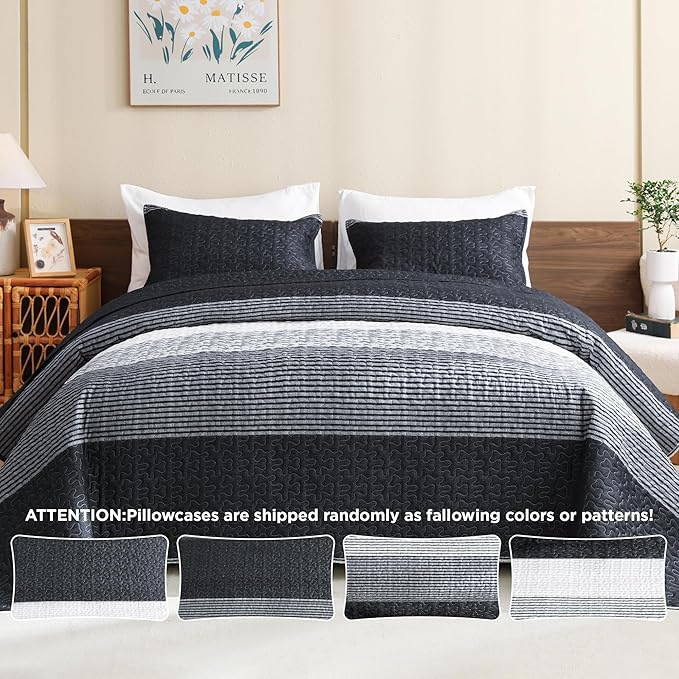Litanika Quilt King Size Black, Soft Lightweight Polyester Comforter Bedding Set - Image 4