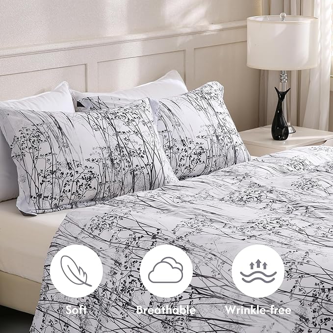 LONAVA Queen Botaincal 3 Pcs Duvet Cover Set, Breathable Soft Microfiber Deep - Image 4