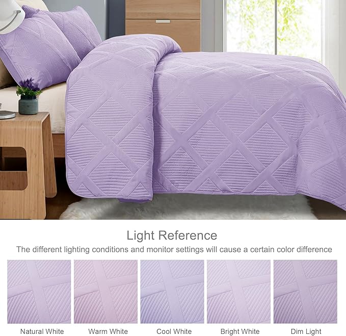 Exclusivo Mezcla King Quilt Set- Lilac Quilts Bedding Set - Image 3