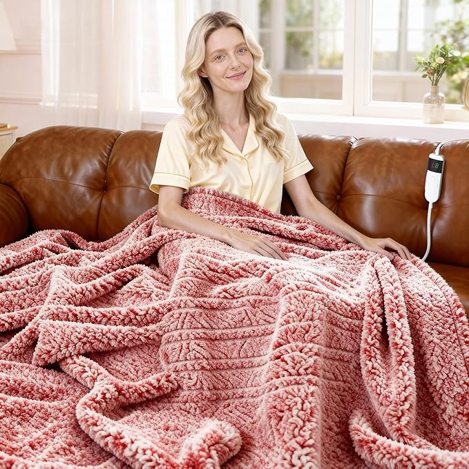 Heated Blanket Heated Throw, Electric Blanket 50"x60" Heating Blanket by PENGZHUTECHNOLOGY