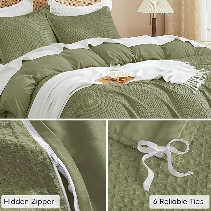 PHF Waffle Duvet Cover Set California King, No Snagging Ultra Soft Luxury - Image 5