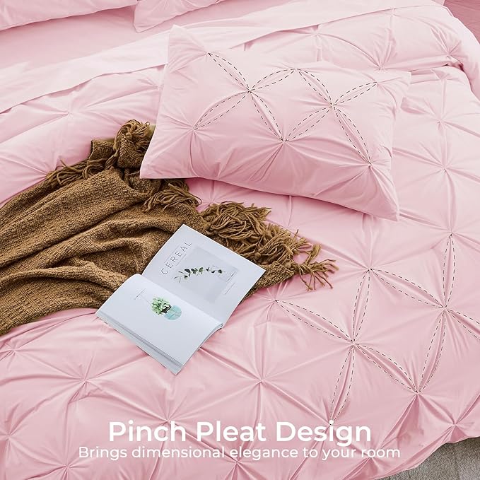Sasttie Twin Comforter Set, 5-Piece Bed in a Bag, Pintuck Bedding Sets - Image 4