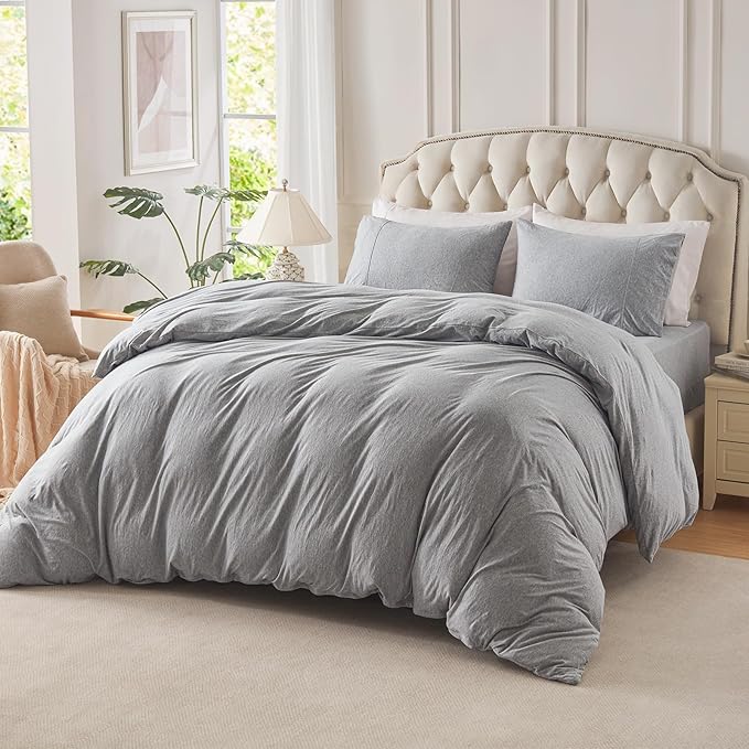 PURE ERA Jersey Knit Duvet Cover Set 100% T-Shirt Cotton Super Soft Comfy 2pc by PUREERA