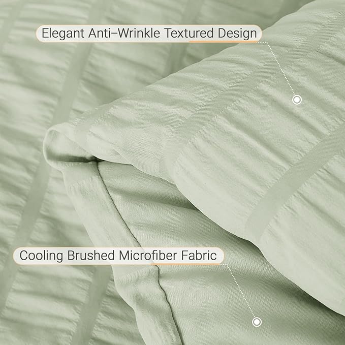 MUXHOMO 7 Pieces Queen Comforter Set, Seersucker Bed in a Bag Queen Size - Image 5