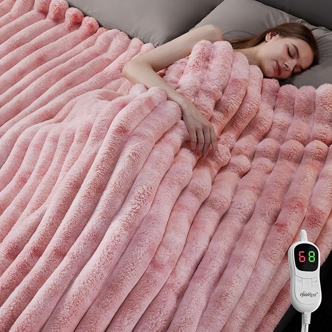 Heated Throw Blanket, Faux Fur Cozy Heating Blanket - Image 6