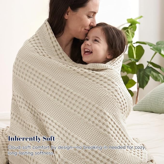 PHF Cooling Waffle Blanket King Size, Lightweight 60% Rayon from Bamboo & 40% - Image 6