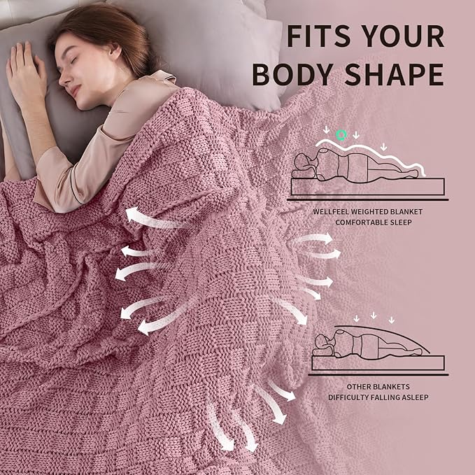 Knitted Weighted Blanket for Adults, Breathable Chunky Knit, Cooling for Hot - Image 3