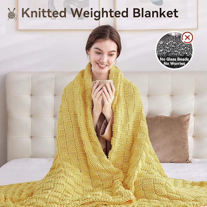 Knitted Weighted Blanket for Adult, No Beads Heavy Blanket 48” x 72'' 10lbs - Image 5