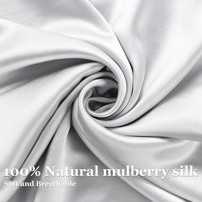 MANSPHIL Gray Queen 6A Mulberry Silk Pillowcase - Image 4