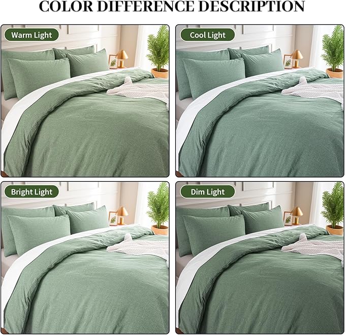 NEXHOME PRO Duvet Cover Queen 100% Washed Cotton, Organic Natural Linen Like - Image 4