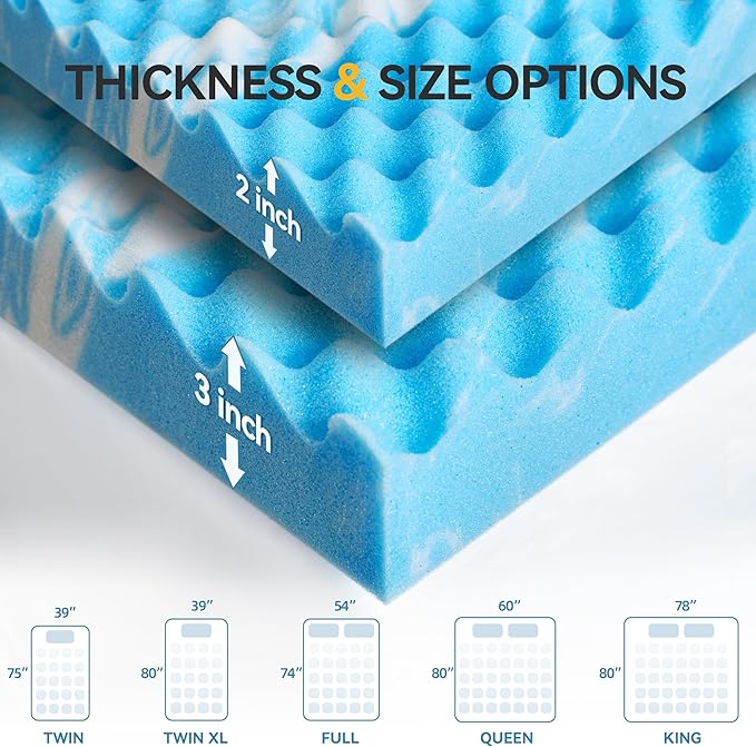 SINWEEK 3 Inch Egg Crate Memory Foam Mattress Topper Full Size, Soft Mattress - Image 9
