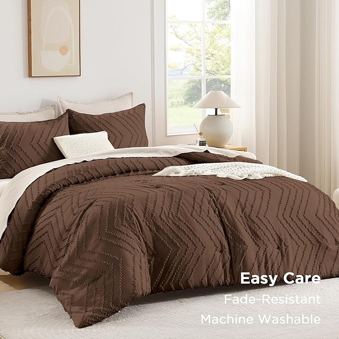 Andency Brown California King Comforter Set, Boho Cal King Soft Warm Tufted - Image 3
