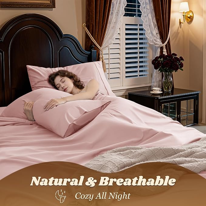 LBRO2M 100% Cotton Sheets Set Deep Pocket 19", 1000 Thread Count Full Size 4 - Image 5
