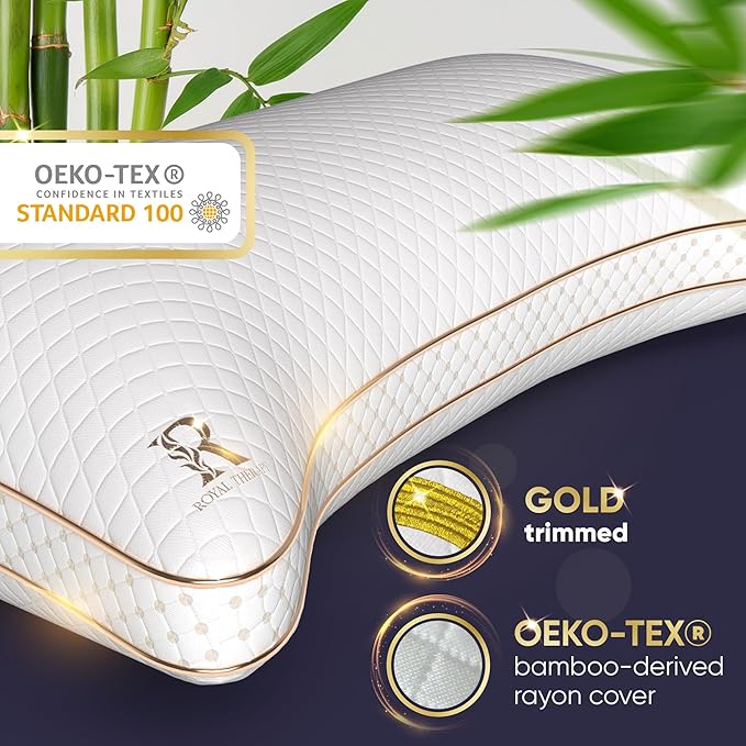 Royal Therapy King 2-Pack Memory Foam Pillow, Adjustable Shredded Odor-Free - Image 4