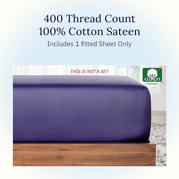 California Design Den Twin XL Fitted Sheet Only, Soft 400 Thread Count - Image 4
