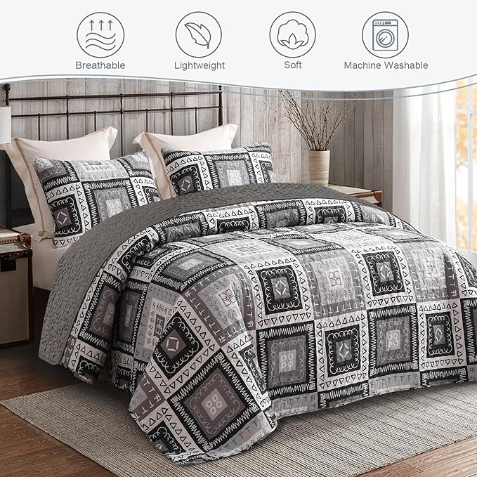 Exclusivo Mezcla Reversible Boho Quilts King Size - Image 2