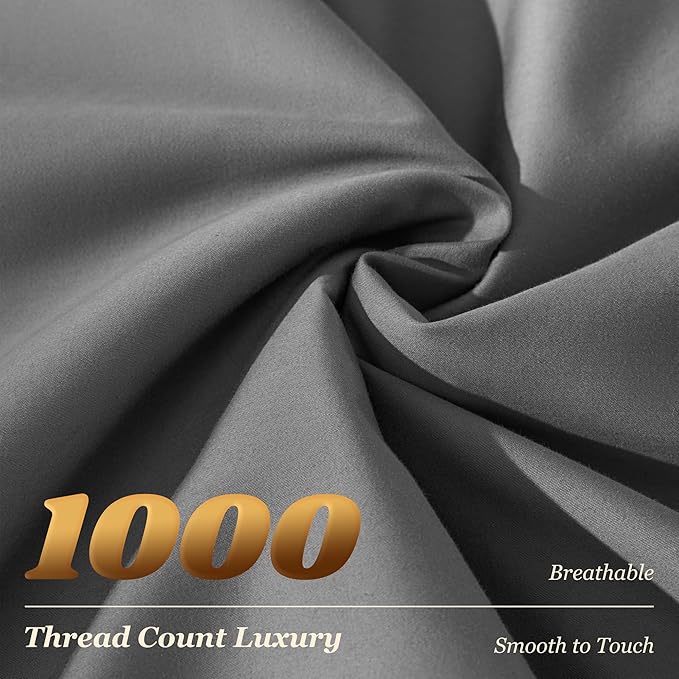 LBRO2M 1000 Thread Count 100% Cotton Sheets Set, King Size Bed Sheet 4 Piece - Image 3