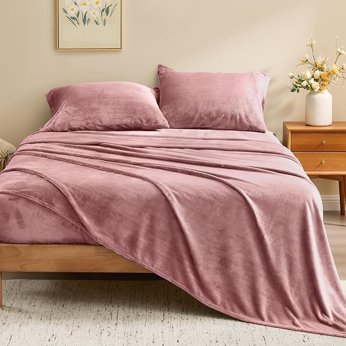 BEDELITE Flannel Sheets Full Size Dusty Pink - Image 2