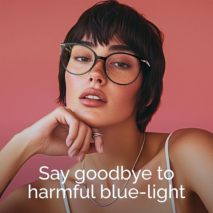 Gaoye Blue Light Blocking Glasses Women/Men, Fashion Cat Eye Fake Eyeglasses UV - Image 2