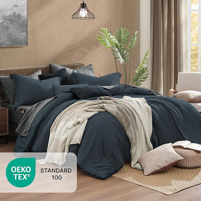 Monbix Full Size Comforter Set, Bedding Sets Full 7 Pieces, Cationic Dyeing Bed - Image 5