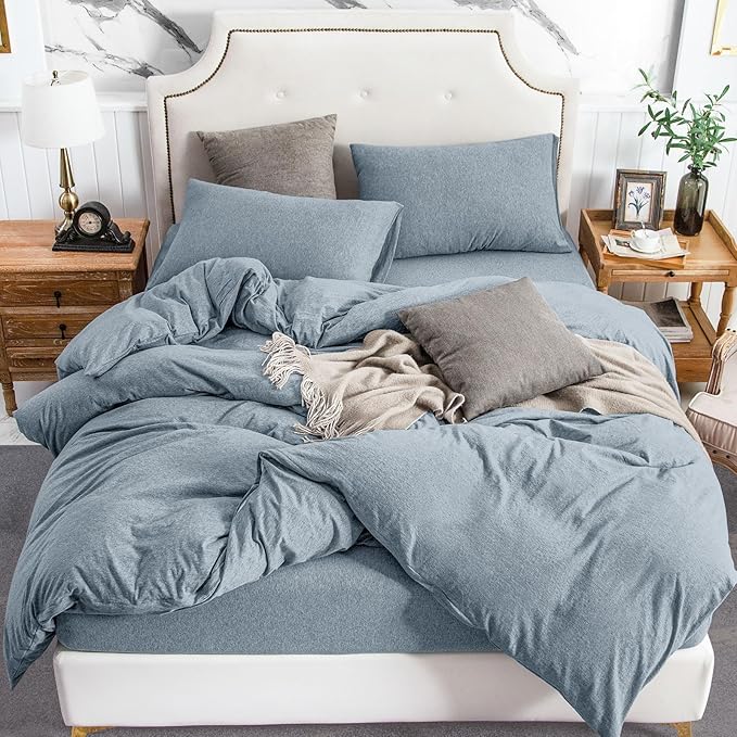 PURE ERA Jersey Knit Duvet Cover Set 100% T-Shirt Cotton Super Soft Comfy 2pc by PUREERA