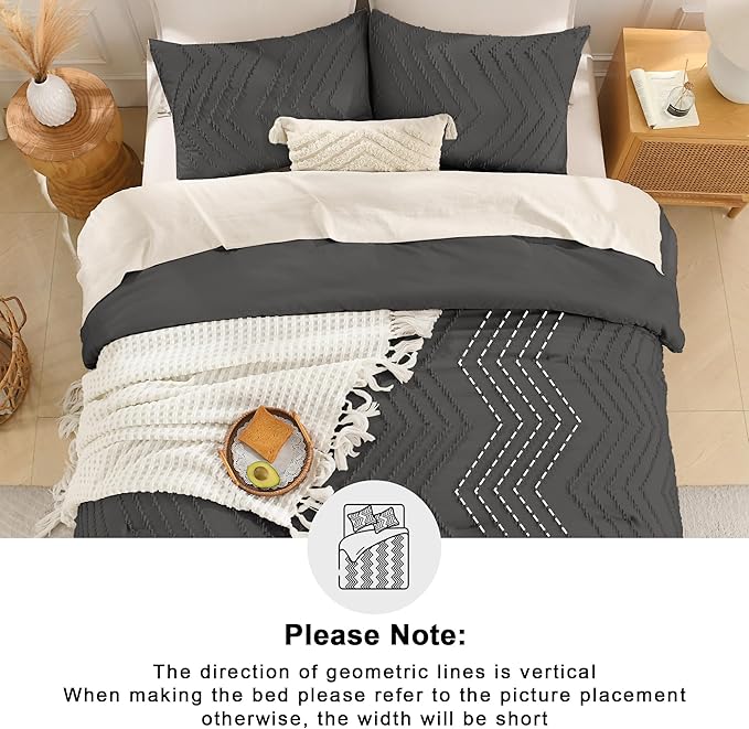 Andency Dark Grey Oversized Super King Comforter Set 120x120, Extra Large King - Image 5
