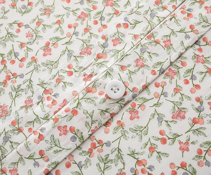 SLEEPBELLA Duvet Cover Queen, 600 Thread Count Cotton Red & Yellow Floral - Image 5