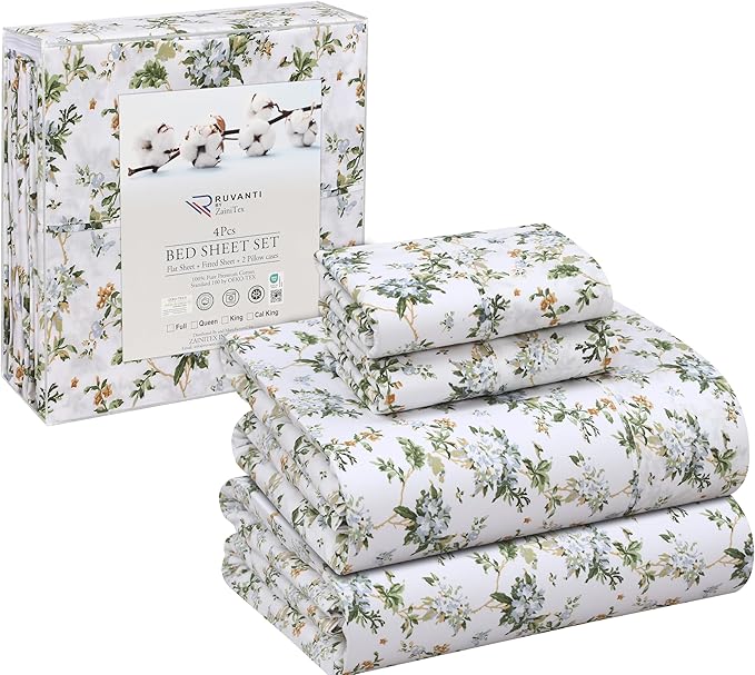 RUVANTI 100% Cotton Sheets – Full Size Percale Bedding, Cooling & Breathable - Image 8