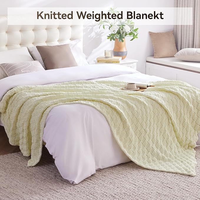Knitted Weighted Blanket for Adult, No Beads Heavy Blanket 60” x 80'' 15lbs - Image 6