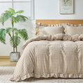 Gingham Duvet Cover King Size, 3 Pieces Soft Breathable Microfiber Plaid by Kisswish