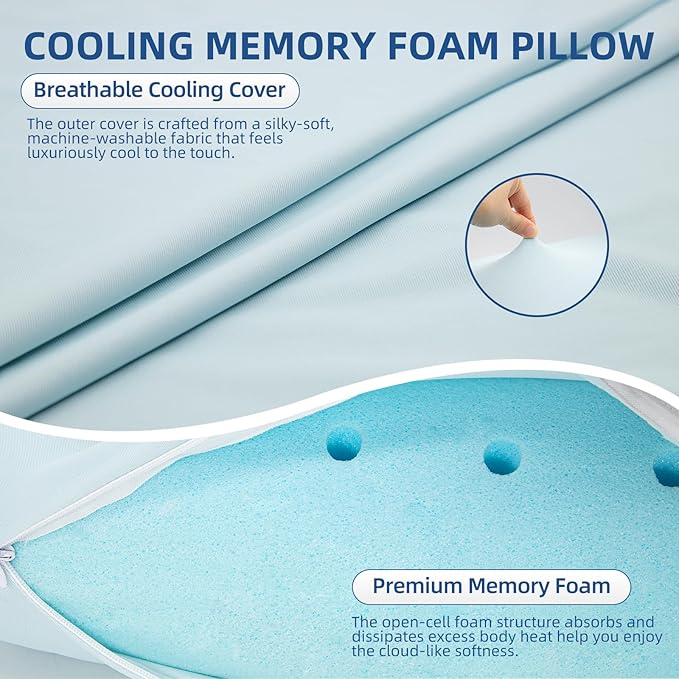 Sycoodeal Cooling Memory Foam Pillow Standard Size - Image 2
