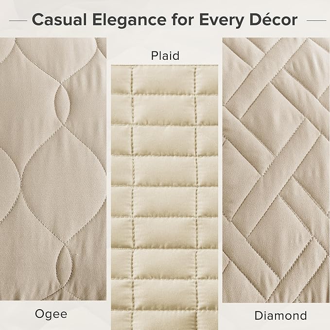 Comfort Spaces Queen Quilt Set Modern Reversible Ogee Coverlet Queen Bedding - Image 5