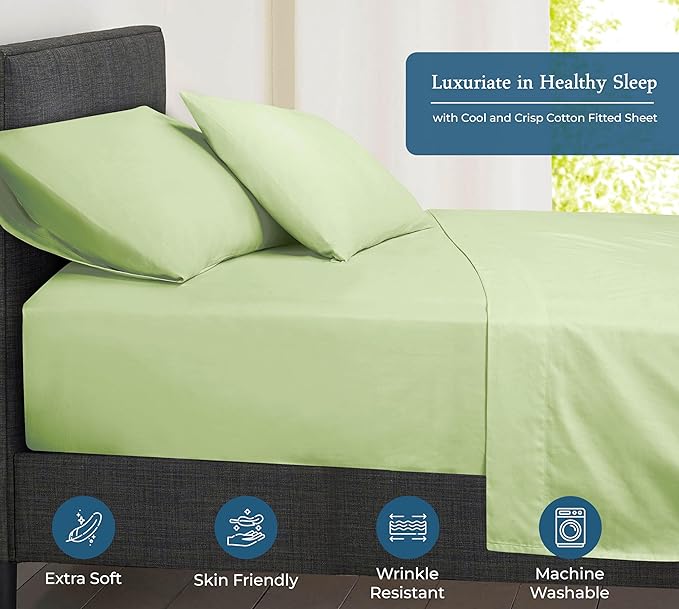 Royale Linen 400 Thread Count 100% American Grown Cotton Fitted Sheet Twin Size - Image 3