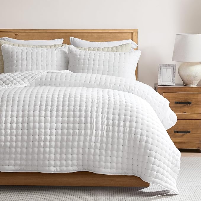 WDCOZY White California Cal King Size Quilt Bedding Sets by WDCOZY