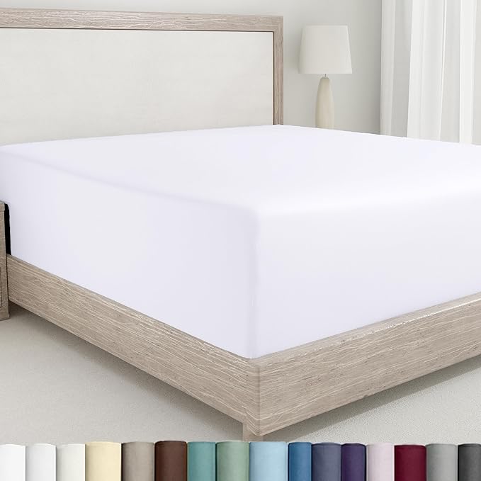 California Design Den White Twin XL Fitted Sheet, 100% Cotton 400 Thread Count by CaliforniaDesignDen