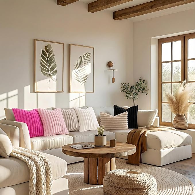 decorUhome Cozy Faux Fur Throw Pillow Covers 24x24 Set of 2 Decorative Soft - Image 6