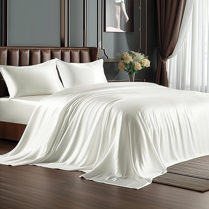 BEDELITE King Size Sheets Set, Luxury Soft Ivory White 100% Polyester Sheets by BEDELITE