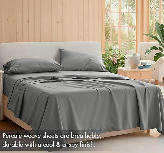 RUVANTI 100% Cotton Sheets – Twin Size Percale Bedding, Cooling & Breathable - Image 2