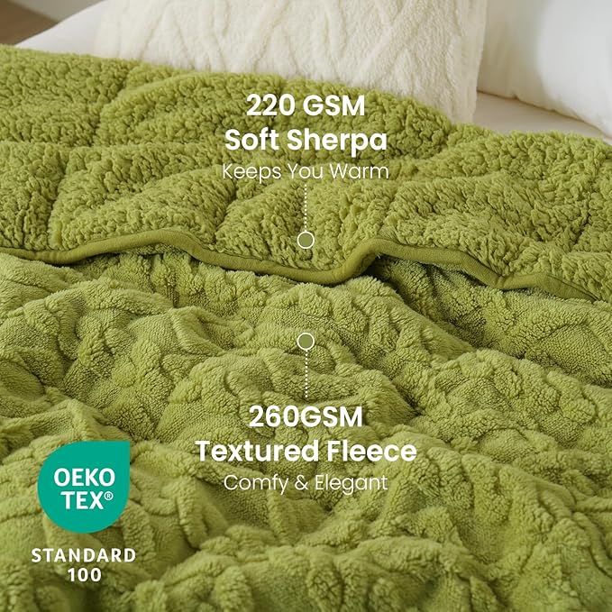 Drewin Weighted Blanket Twin Size 15 lbs, Cozy Jacquard Sherpa Weighted Blankets - Image 3