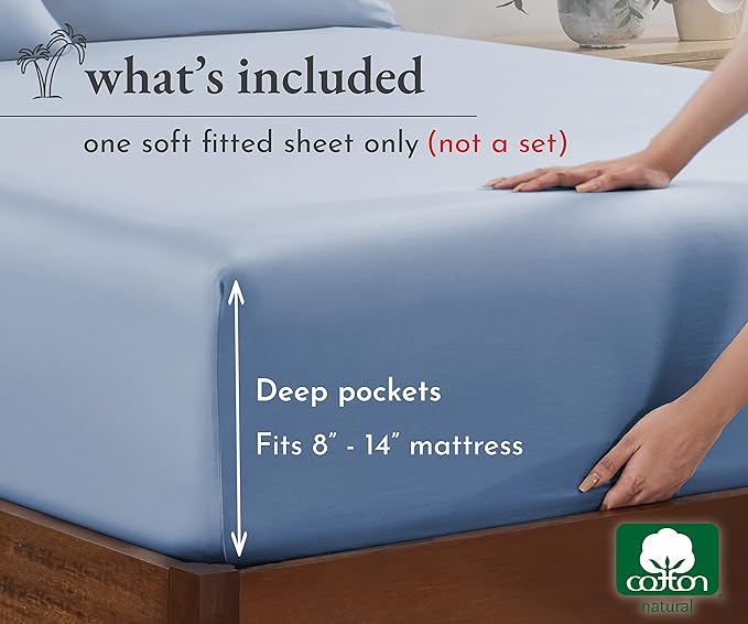 California Design Den Soft 100% Cotton Fitted Sheet Only, King Size Fitted - Image 4
