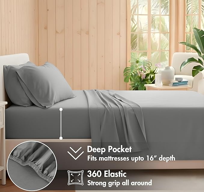 RUVANTI 100% Cotton Sheets – Full Size Percale Bedding, Cooling & Breathable - Image 4