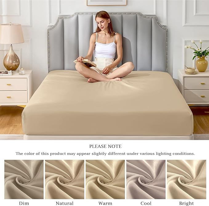 FreshCulture Pure Cotton Fitted Sheets California King Size, 300 Thread Count - Image 7