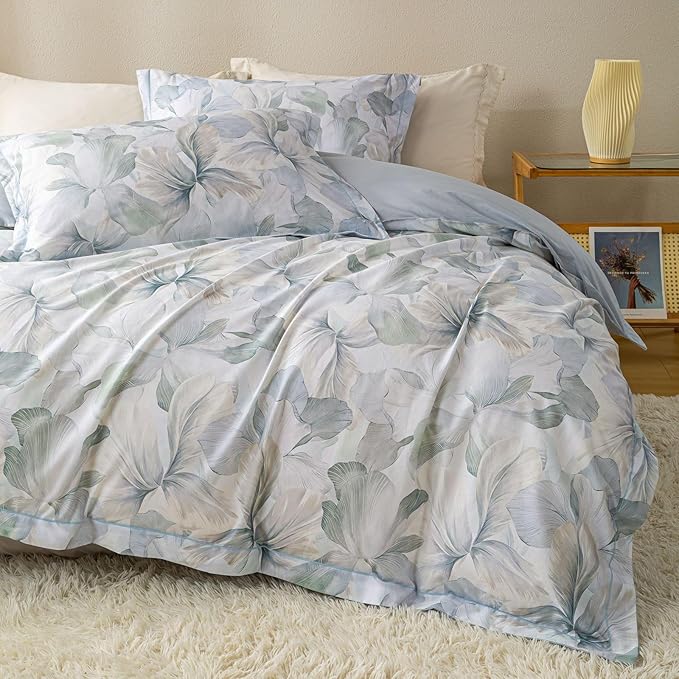 OAITE Duvet Cover Set Twin Size Floral Pattern Ultra Soft 100% Cotton Duvet by OAITE