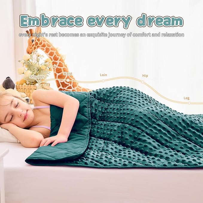 Green Weighted Blanket Kids 7lbs, Breathable Cooling Minky Heavy Throw Blanket - Image 4