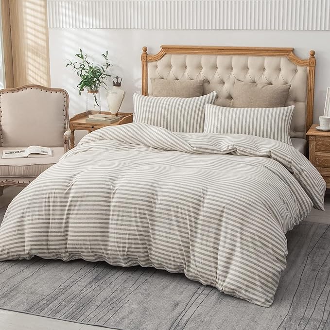 PURE ERA Jersey Knit Duvet Cover Set 100% T-Shirt Heather Cotton Super Soft - Image 5